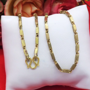 สร้อยคองานดิบทองเหลืองลายก้านไม้ขีดเงา ความยาว 24 นิ้ว งานดิบไม่ได้ชุบ ทองเหลืองโบราณ ใส่ได้ทุกโอกาส  พร้อมส่ง