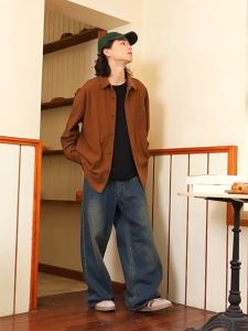 Kemeja Corduroy Oversize Pria: Kemeja Korduroi Polos Hitam & Kemeja Outer Retro Cokelat