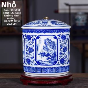 Lọ Lưu Trữ Trà Sứ Bạc Lam