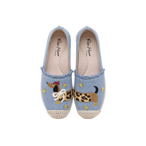 Reemoor | Cute Dachshund Embroidery Lazy Flats
