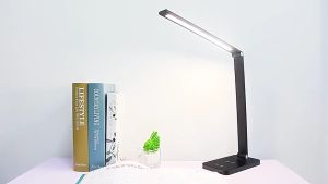 Đèn học LED chống cận thị để bàn đèn đọc sách nút cảm ứng với 3 chế độ sáng và 5 chế độ màu tích hợp sạc không dây 10W + Sạc USB 2A