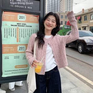 Mixd | Áo Cardigan Hàn Quốc Dệt Mạng Bím Tím