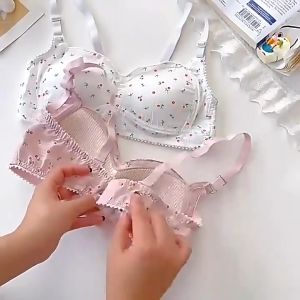 Double.lucky บราถนอมทรง ไม่มีโครง ลายดอกไม้ ผ้านิ่ม ใส่สบาย #B01