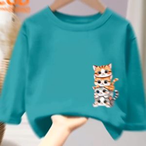 Pakaian Atasan anak Laki-Laki dan Perempuan usia 1-12 tahun Bergambar Four Cats lengan panjang