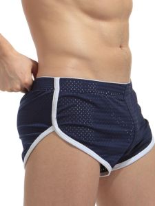 Mens Ice Silk Mesh Running Shorts Fitness Three-quarter Length Pants Breathable Home Wear Summer Low Waist Solid Color