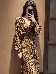 SHANGSHA | Goddess Style Graceful Leopard Print Dress