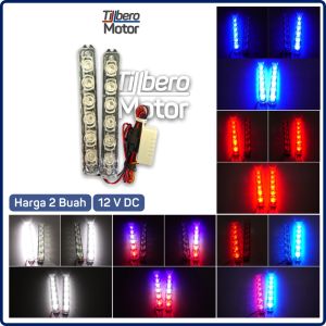 Lampu Strobo Kedip Motor LED DRL 2 Mode 6 Mata 2 Biji Universal