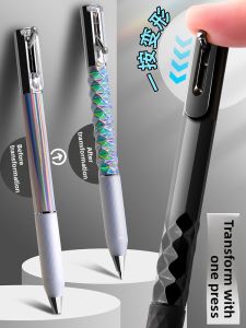 MONLEYTA | Black Tech Transform Pen Click Neutral Pen High Aesthetic Value Internet Famous Stationery Stress Relief Smooth Drying Quickly Signature Pen Core For Primary And Junior High School Students
