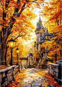 500/1000/1200/2000PCS Jigsaw Puzzle Beautiful Autumn Castle Scene For Adults Perfect For Quiet Evening Activity