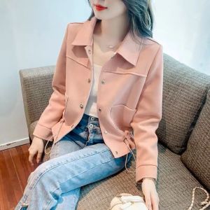 Casual Short Jacket for Women Spring Autumn New Style Popular Loose Fit with Pockets Warmth Ladies Fashion Windbreaker Coat