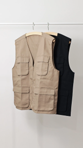 SANFERRIS Vest Jacket Utility Zip Up with Multipurpose Pockets Canvas Fabric Blend Outdoor Hiking and Fishing - SFJ2601 Black