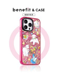 Benefit Pink Series Sheep Guitar 17 Magnetic Absorption Phone Case for iPhone 16 pro Max Apple 15 pro Crystal Shield Anti-Fall Colorful Frame