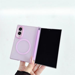 szhaiyu | For Samsung Galaxy Z Fold 8 Ultra Fold 8 7 6 5 Matte Frosted Semi Transparent Case For Magsafe With Hinge Protection Back Cover