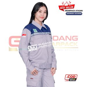 Wearpack Atasan Warna ABU MUDA BENHUR(Baju Kerja)- Resleting - Lengan panjang