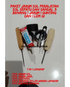 Paket Benang Nilon Sol Sepatu + Jarum Sol Sepatu Original + Gunting Benang + Lem G1