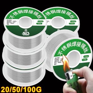 20/50/100g Low Temperature Easy Melt Solder Wire Stainless Steel Metal Weld Cored Aluminum Copper Iron Welding Soldering Rod Welding Tool