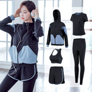 ชุดโยคะแห้งเร็วสำหรับผู้หญิง ชุดออกกำลังกายฤดูใบไม้ผลิและฤดูร้อน ชุดโยคะลำลอง ชุดออกกำลังกายในฟิตเนส ชุดโยคะแบบสวมหัว ชุดโยคะแบบสวมคอตั้ง