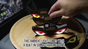 Solar Demon Dynamic Eyes LED Light For Car Atmosphere Lamp Rear Window Warning Light No Wiring Required USB Rechargeable