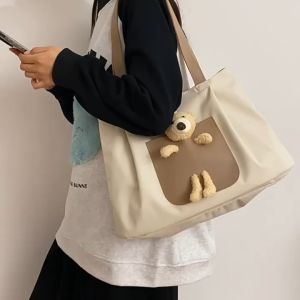 กระเป๋าถือขนาดใหญ่ทันสมัยสําหรับผู้หญิง สไตล์ยุโรปและอเมริกันที่เรียบง่าย กระเป๋าสะพายหลังผ้าใบพร้อมปิดซิป