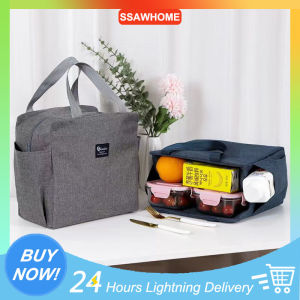 Large Capacity Portable Lunch Bag Zipper Double Sided Pocket Insulation Bag Aluminum Film Preservation Box With Zipper Design Lunch Bag With Side Bag Wear Resistant Oxford Cloth Insulation Bag Multi-Color Optional Men Women Young And Young