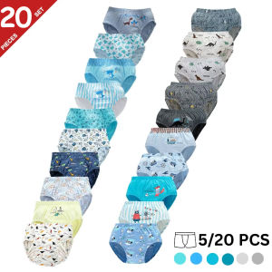 5/20 Pcs Boys Triangle Underwear High-quality Cotton Fabric Children Boys Briefs Print Cartoon Elastic Waist Soft Kids Knickers