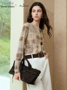 3COLOUR·S | Autumn Floral Check Mesh T-Shirt Casual Workwear