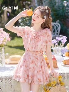 HEYINI | Đầm Chiffon Hoa Hồng Pháp Dạng A Dài Ngắn