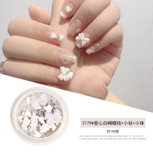 Nail Art Decorations Pearl Gold Foil Butterfly Knot Flash Powder Heart Shell Nail Drill Mixed Decoration Beauty Tools