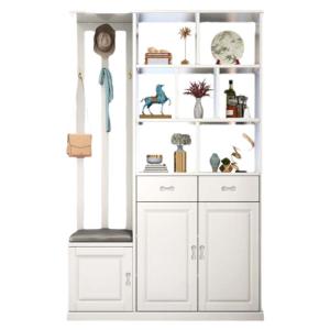 Hanging Coat Solid Wood Entryway Storage Cabinet Sliding Door