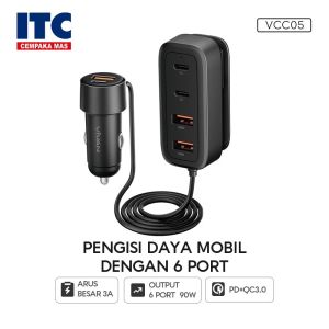 Car Charger Saver Vivan VCC05 90W Support PPS 6 Port Output Original Bergaransi