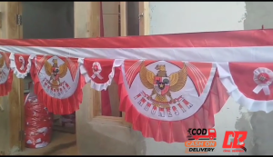 5 GELOMBANG - 10 GELOMBANG BACKGROUND SEMI GARUDA KIPAS BACKGROUND MERAH PUTIH GARUDA KIPAS 4 METER - 8 METER PRODUKSI SENDIRI BISA COD