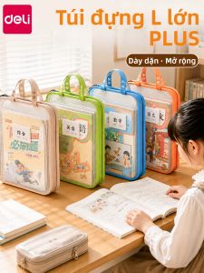 deli | Túi Lớn Chứa Tài Liệu Trong Suốt Có Zip Kéo Hình L Với Mạng