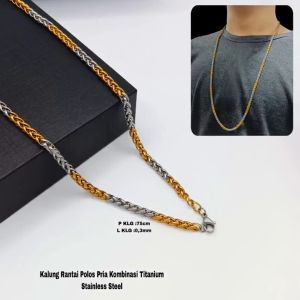 Kalung Pria Rantai Kombinasi Polos Anti Karat Anti Luntur Kece & Super Keren Titanium Stainless Steel
