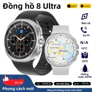Đồng Hồ Thông Minh Nam Siêu Thông Minh 2025 Gọi Bluetooth Màn Hình Video 3D GPS NFC La Bàn Đo Oxy Máu Chống Nước Dành Cho Android Và iOS