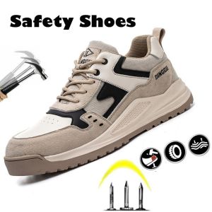 Orfilas 🔨🔨รองเท้าผ้าใบนิรภัยหนังน้ำหนักเบาสำหรับผู้ชาย หัวเหล็ก ป้องกันการกระแทก ป้องกันกลิ่น รองเท้าทำงานกลางแจ้ง~39-45!