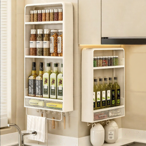 Wall-Mounted Drill-Free Multi-Functional Spice Organizer