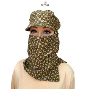 Combo 2 Nón Mũ Chống Nắng Ngoài Trời Nữ Che Mặt Có Khẩu Trang Đa Năng 2 Lớp Cotton Thoáng Khí Vành Nhỏ Hoa Thị TECODA