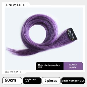 Buy One Get One Free Ear-Hanging Dyed Wig Set Womens Long Hair Color Highlight Dyed Gradient One Piece Seamless Real Hair Extension Straight Hair