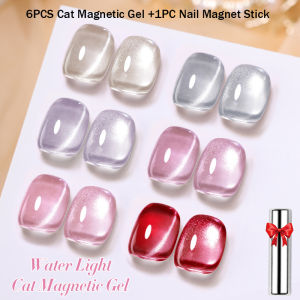 BORN PRETTY | BORN PRETTY 10ml 6PCS Crystal Cat Magnetic Nail Gel Set Semi Permanent Magnetic UV LED Soak Off Gel Varnish with Magnet Stick
