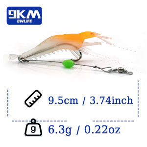 9KM DWLIFE | Mồi Câu Tôm Mềm Bằng Silicon Nhân Tạo Có Hạt Móc Xoay Mồi Câu Cá Cho Cá Vược Cá Hồi Cá Da Trơn - Mắt 3D Siêu Chân Thực