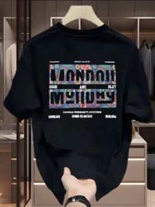 เสื้อยืดแขนสั้นผ้าฝ้ายแท้พิมพ์ลายแฟชั่นสำหรับผู้ชายในฤดูร้อน ทรงหลวมสบาย ๆ สไตล์เกาหลี ใส่ลำลอง เสื้อยืดคอตตอน