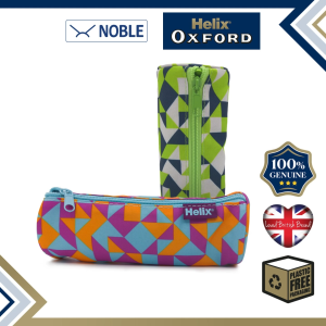 Helix OXFORD Geo Pencil Case | Cylindrical Design | Green & Orange