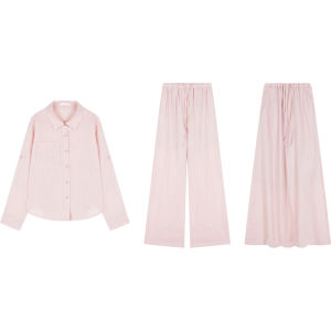 Custom-made Petite Age-reducing Pink Casual Shirt and Pants Set
