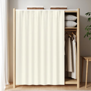 Modern Minimalist Self-Adhesive Slide Track Dustproof Closet Door Curtain Pure Color Cloth Curtain for Wardrobe Cabinet