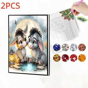 other | 2pc 1 Diamond Painting Notebook + 1 Bookmark Small Donkey Pattern PU Leather Material Suitable for Graduation Season Gifts