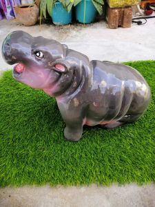 ฮิปโปตุ๊กตาปูนปั้นแต่งสวน1ตัวตัวใหญ่หนัก7กิโลกรัมน่ารักสีสวย