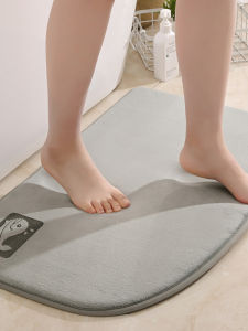 Bathroom Absorbent Floor Mat Entrance Door Anti-slip Door Mat Bedroom Semi-circular Rug Hand Washable Modern Simple Style