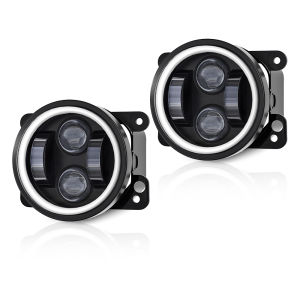 4 Inch LED Fog Lights White Halo Ring Angel Eyes DRL Amber Turn Signal Lamp 40W Round Auxiliary Lights For Jeep Wrangler JK TJ