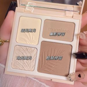 Mugeleen Four-Color Matte Highlighting Palette Integrated Contouring Shadow Boosting Skin Brightening Natural Looking Makeup Tool