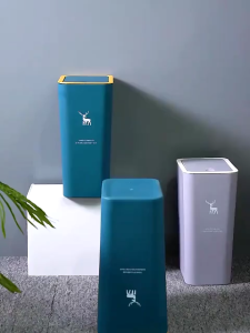 FYBEE 15L Nordic Trash Can With Cover Large Capacity Press-Type Trash Bin Garbage Recycling Bins Garbage Bin For Kitchen Bathroom Office